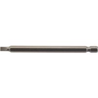 Draper 4.5mm plain slot insert bit, 100mm long, silver with 1/4" hex shank, slim and elongated design.