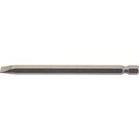 Draper 6.5mm plain slot insert bit, 1/4" hex, 100mm long, metallic finish, slender and elongated design.