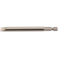 Draper 8mm plain slot insert bit, silver, 1/4" hex shank, 100mm long, single pack.