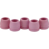 Pink ceramic shrouds for plasma cutter, cylindrical shape, pack of five, designed for Draper Stock No. 03357.