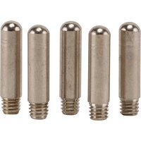 Draper Plasma Cutter Electrode Pack of 5, cylindrical silver rods with threaded ends and rounded tops.