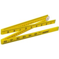Yellow Draper plastic folding rule, 1m, with black measurement markings and a pivoting joint.