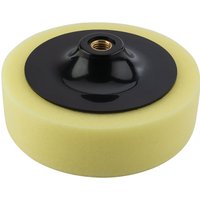 Draper coarse polishing sponge, 150mm, M14, with yellow foam pad and black central attachment.