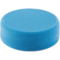 Blue Draper polishing sponge, 150mm diameter, medium density, cylindrical shape with smooth surface.
