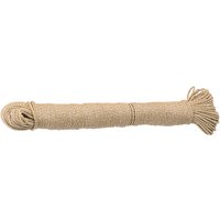 Beige Draper polypropylene brick line, 18m, tightly wound in a compact coil with frayed ends.