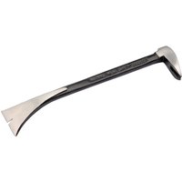 Black and silver Draper pry bar/nail puller, 250mm, with a curved claw and flat chisel end.