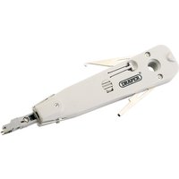 White Draper punch down tool with a blade tip, ergonomic handle, and retractable hook and spudger.