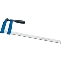 Blue and silver Draper Quick Action Clamp, 500mm x 120mm, with ergonomic black handle and sturdy metal bar.
