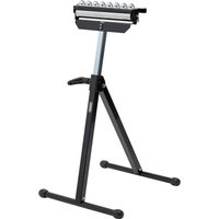 Black Draper roller/bearing stand with adjustable height and silver rollers on top, supported by a sturdy tripod base.
