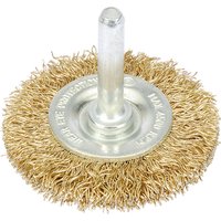 Draper rotary wire brush, 6 x 50mm, with brass bristles and a central metal shank for drill attachment.