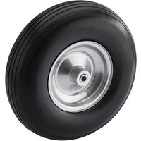 Black Draper rubber wheel, 320mm, with silver metal hub and grooved tread pattern.