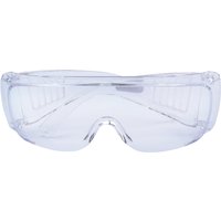 Clear Draper safety glasses with wraparound design and side shields for eye protection.
