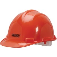 Orange Draper safety helmet with a smooth, glossy finish and a front visor.