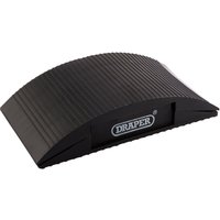 Black Draper sanding block with ribbed surface and curved top, featuring the Draper logo on the side.