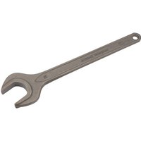 Draper 36mm single open end spanner, silver metallic finish, elongated handle with hole for hanging.