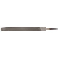 Draper flat file, 12 x 200mm, smooth cut, rectangular shape, tapered end, metallic finish.