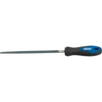 Draper 200mm 3 square file with black and blue soft grip handle.