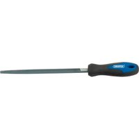 Draper 200mm engineer's square file with a blue and black soft grip handle.
