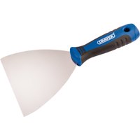 Draper Soft Grip Filler Spreader, 125mm with blue and black ergonomic handle and wide metal blade.