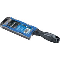 Draper screwdriver with soft grip handle, magnetic bit holder, and 14-piece bit set in a compact blue and gray case.