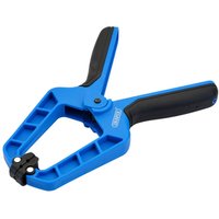 Blue and black Draper spring clamp, 100mm, with ergonomic handles and sturdy plastic jaws.