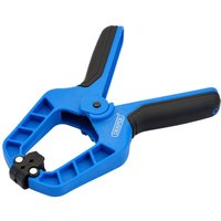 Blue Draper spring clamp with black rubber grips and 75mm jaw opening, model 20080.