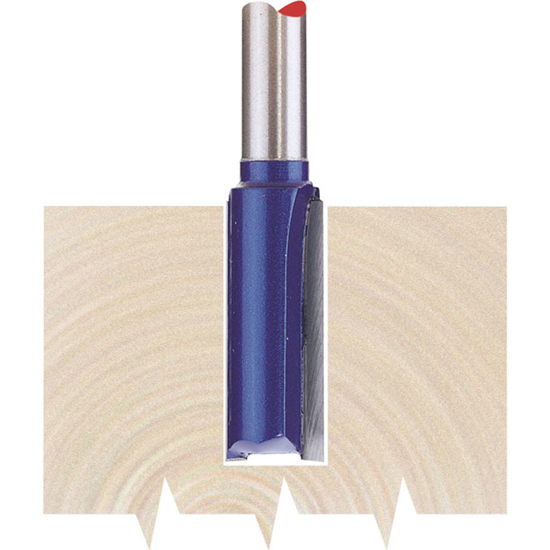 Draper 75351 TCT router bit features a silver steel shaft with a blue coating, measuring 1/2" in diameter and 19 x 25mm in size, designed for straight cutting.