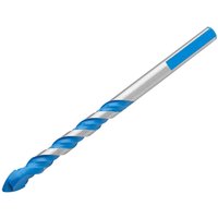 Draper TCT tile and glass drill bit, 8.0 x 114mm, silver with blue spiral flutes and pointed tip.