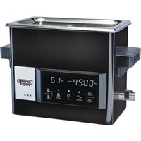 Black Draper Ultrasonic Cleaning Tank, 9L, with digital display, stainless steel lid, and side handles.
