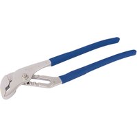 Draper waterpump pliers, 300mm, silver jaws, blue rubber grips, adjustable jaw with 55mm capacity.