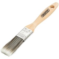 Draper wood handle paint brush with synthetic bristles and metal ferrule.