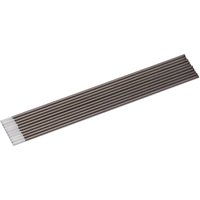 Pack of 10 Draper Zirconiated Tungsten Electrodes, 2.4 x 150mm, silver tips with gray shafts, neatly aligned.