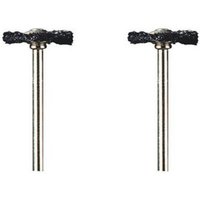 Dremel 19mm Bristle Brush 2 Pack with black bristles and silver metal shafts.