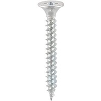 Timco zinc drywall screw with fine thread, silver finish, flat head, and Phillips drive.