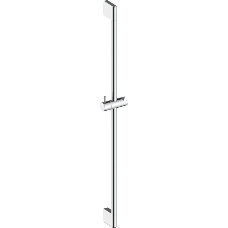 Universal 900 mm chrome shower rail with an adjustable height shower holder, featuring a sleek, modern design and durable metal construction.
