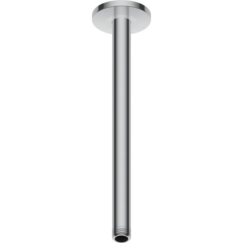 Universal ceiling-mounted shower arm by Duravit, 300mm in length, featuring a sleek chrome finish and a cylindrical design for modern bathroom aesthetics.