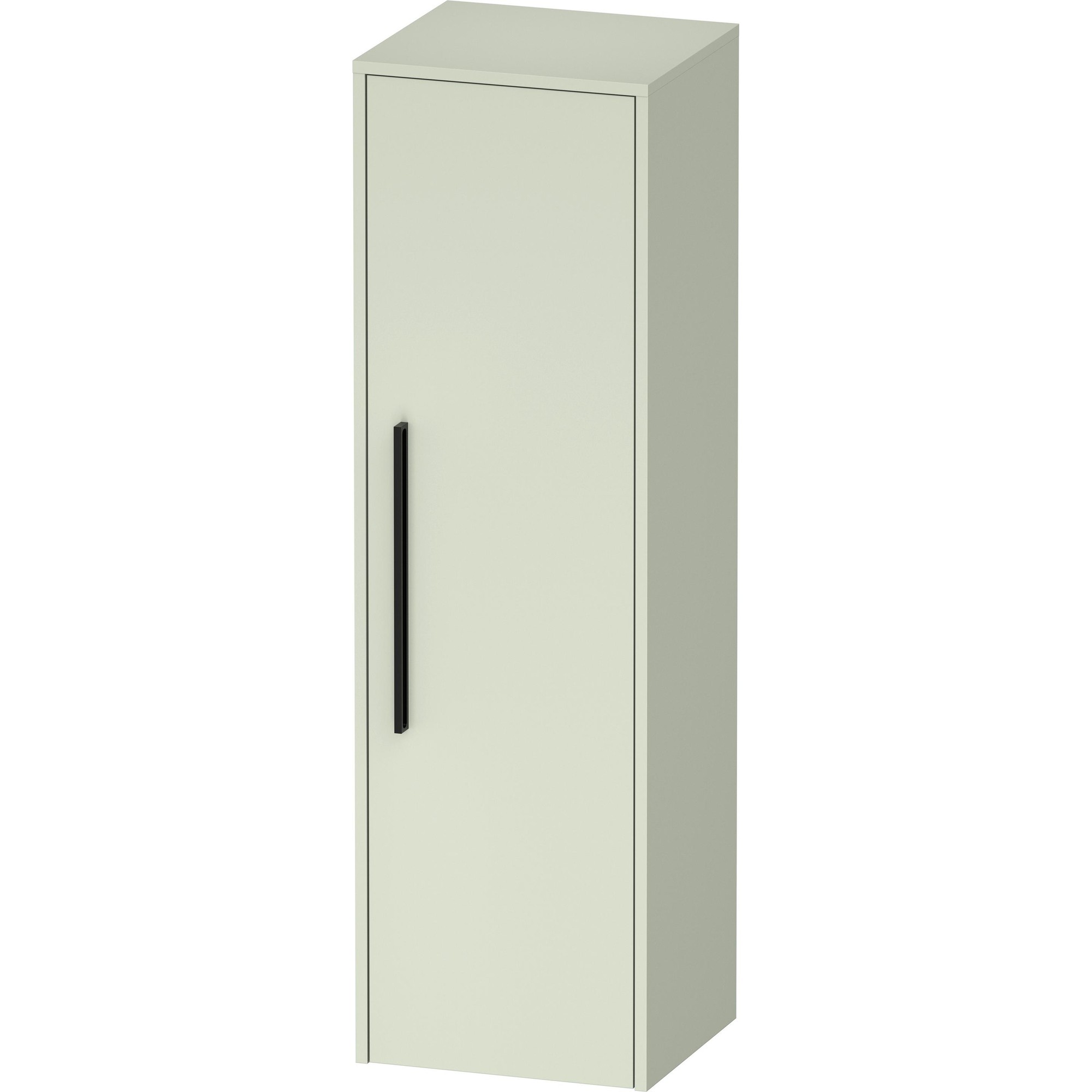 Tall, light-colored bathroom cabinet with a single right-hinged door, featuring a sleek black handle, dimensions 400x360x1320 mm.