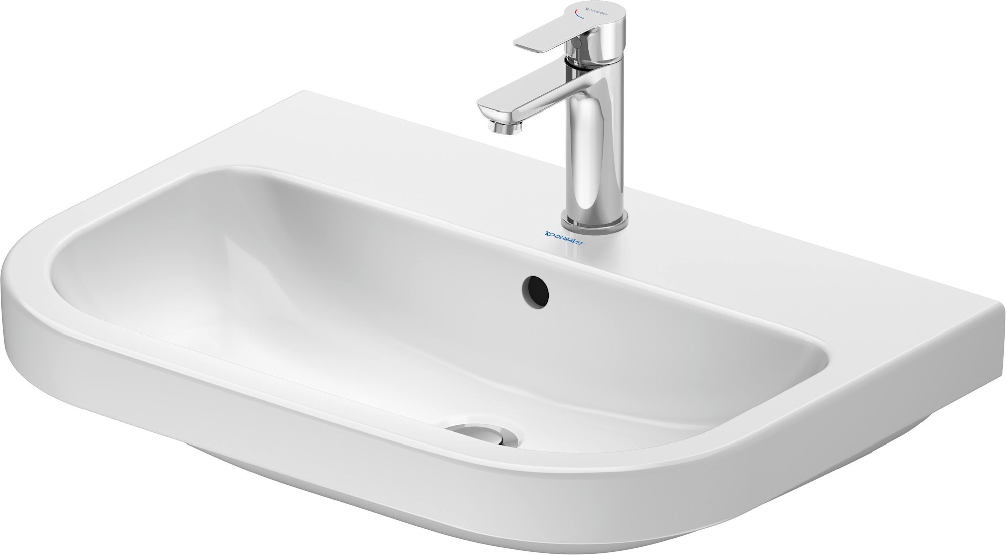 DURAVIT Duravit 239865002-1HOLE D-Code 25-5/8" Circular Ceramic Wall Mounted Bathroom Sink with Overflow and Single Faucet Hole White Sinks Bathroom Sinks