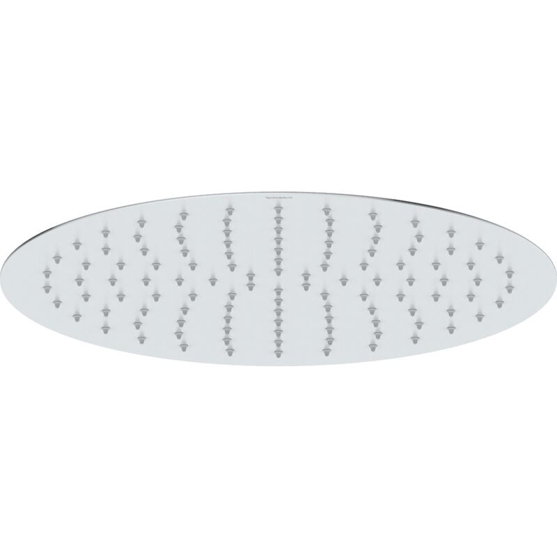 Round, polished chrome shower head with a sleek, modern design featuring numerous small jets arranged in a pattern, measuring 400 mm in diameter.