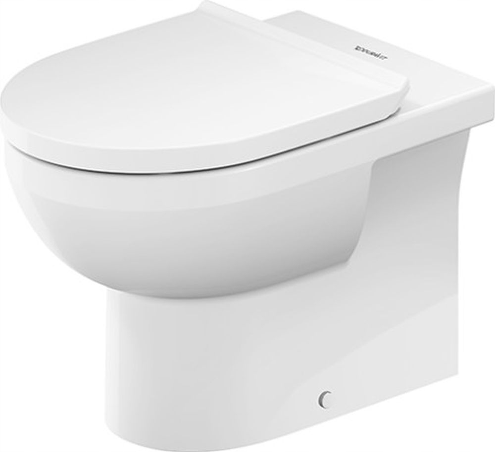 White, rimless wall-mounted toilet from Duravit's NO.1 collection, featuring a sleek design and smooth curves, made from durable ceramic material.