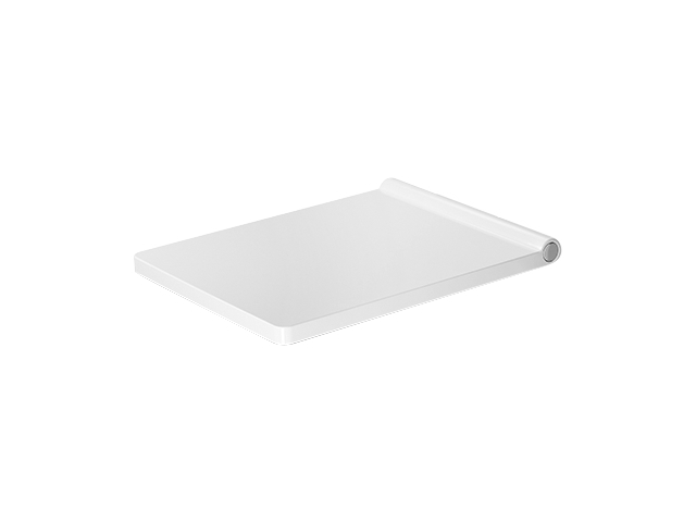 White elongated toilet seat with a smooth surface and quick-release feature, designed for Duravit toilets and bidets, showcasing a modern and minimalist style.
