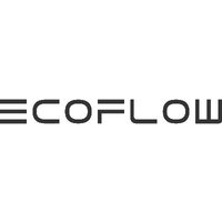 Black EcoFlow DELTA 3+ UK portable power station with LCD screen, multiple outlets, and handle on top.