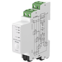 EcoFlow Shelly Pro 3EM smart meter, white with green terminals, labeled ports, and circuit diagram on the front.