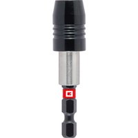 Black and silver Einhell quick change screwdriver bit holder with impact-rated design and hex shank.