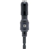 Black Einhell pivoting screwdriver bit holder with ribbed grip and hexagonal shank.