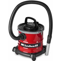 Red Einhell ash vacuum cleaner with black hose, 20-liter capacity, and handle on top.
