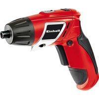 Red and black Einhell TC-SD 3.6 Li cordless screwdriver with ergonomic grip and compact design.