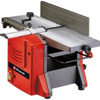 Red and gray Einhell TC-SP 204/2 planer thicknesser with adjustable table and safety guard.