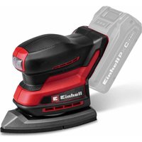 Red and black Einhell cordless multi sander with ergonomic grip and triangular sanding pad.