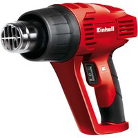 Red Einhell hot air gun with black grip, adjustable nozzle, and power switch on handle.